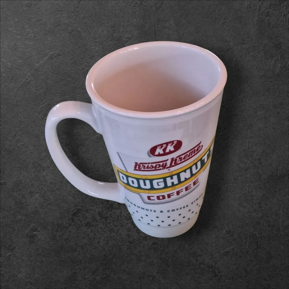 Krispy Kreme Tall Coffee Mug holds 18 Oz Heavy Duty Porcelain Ceramic